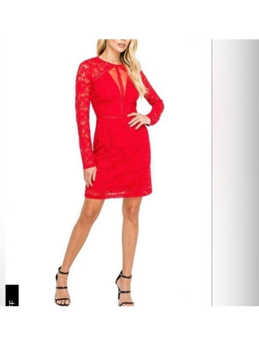 ASTR the label women's red lace sheath dress size medium long sleeve